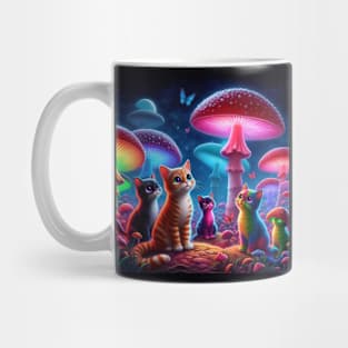 Psychodelic cats with mashrooms colorful Mug